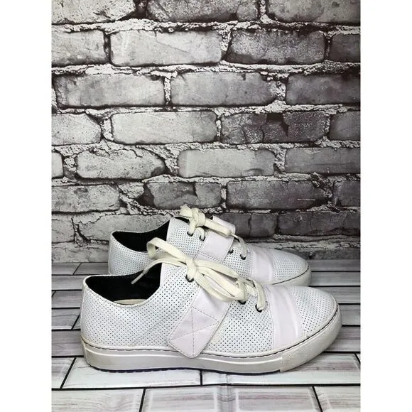 Pf Flyers White Leather Perforated Strap Lace Up Casual Shoes Women Sz 11M US/43